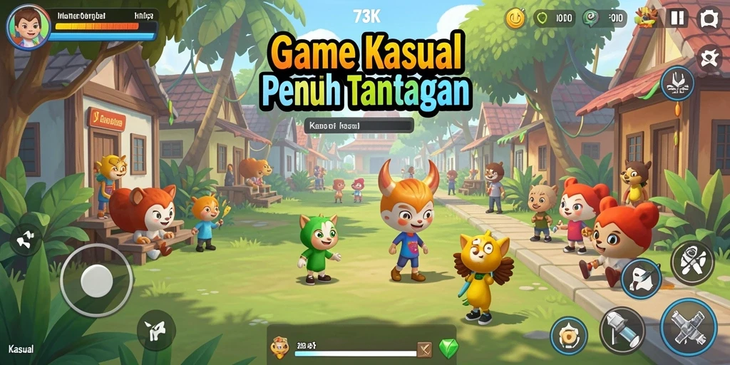 Tampilan antarmuka 73K yang menarik dengan fitur-fitur seru.