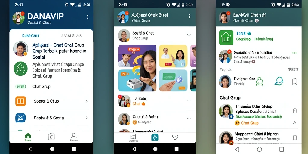 Tampilan antarmuka aplikasi Chat Grup DANAVIP yang modern dan intuitif.