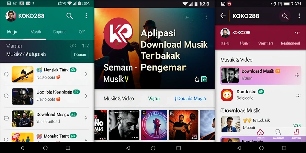 Tampilan antarmuka aplikasi KOKO288 untuk download musik yang user-friendly.